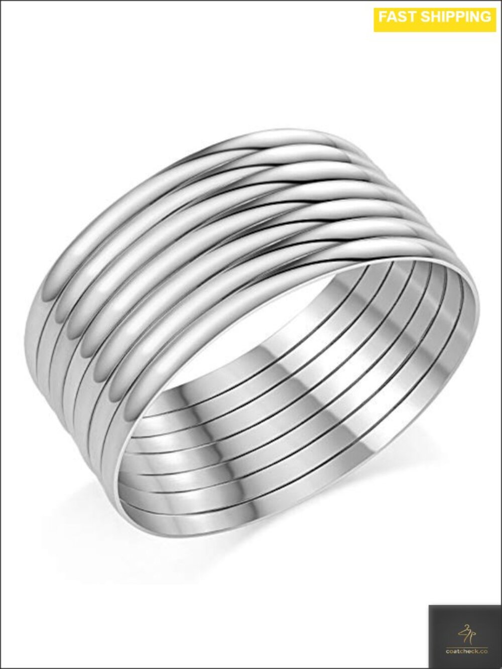 Stainless Steel Bangle Bracelets Set Stackable 7-Piece Jewelry